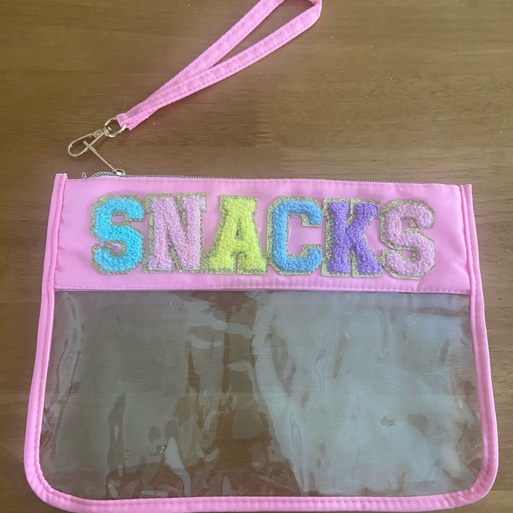 Pink Snack Pouch with Colorful Lettering NEW